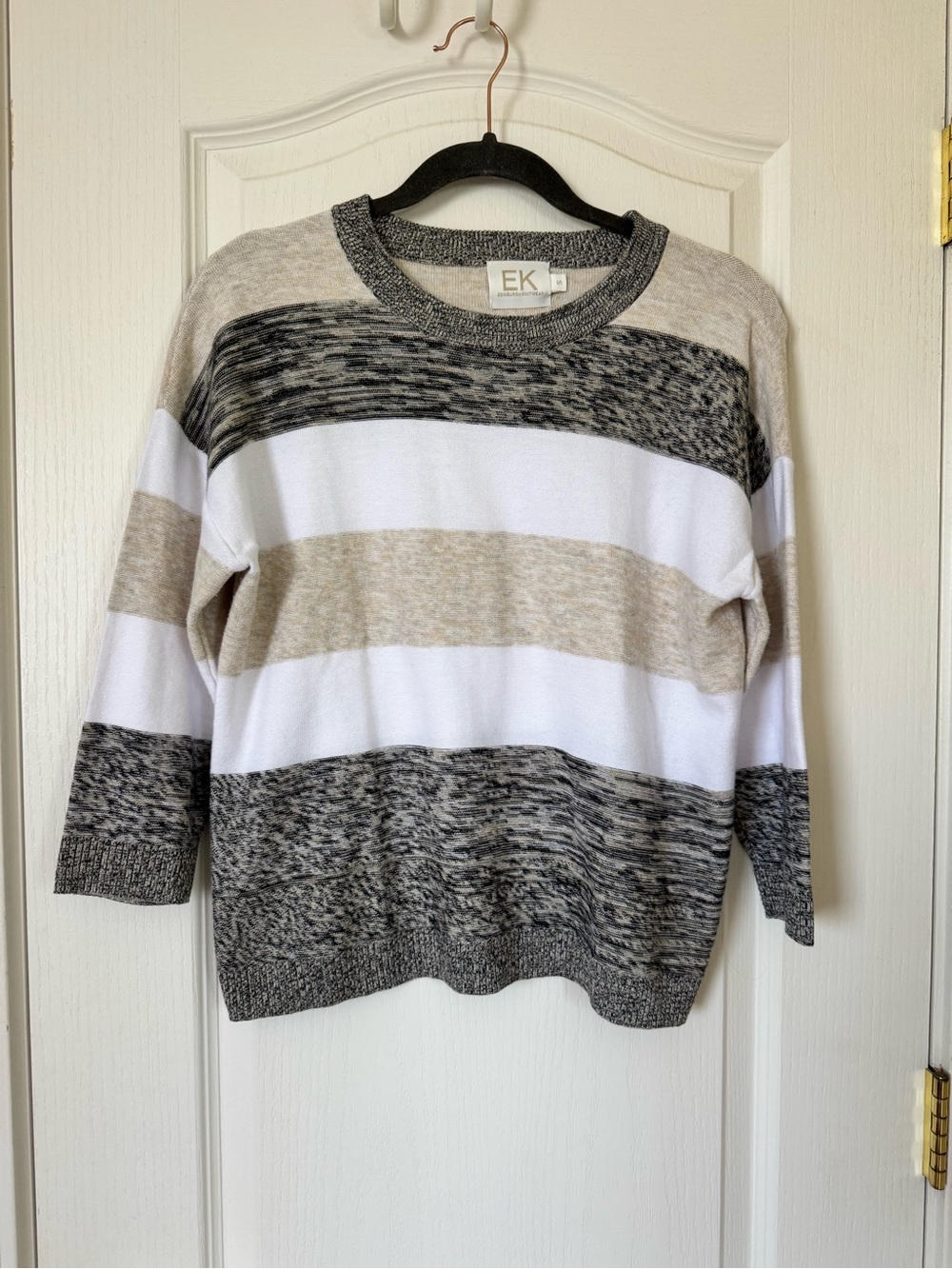 EK Edinburgh Knitwear Color Block Striped Pima Cotton Sweater Size Small